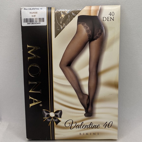 Mona Valentine 40 Bikini Woman’s Tights with Decorative Bikini Part Size 3-M - Picture 10 of 11